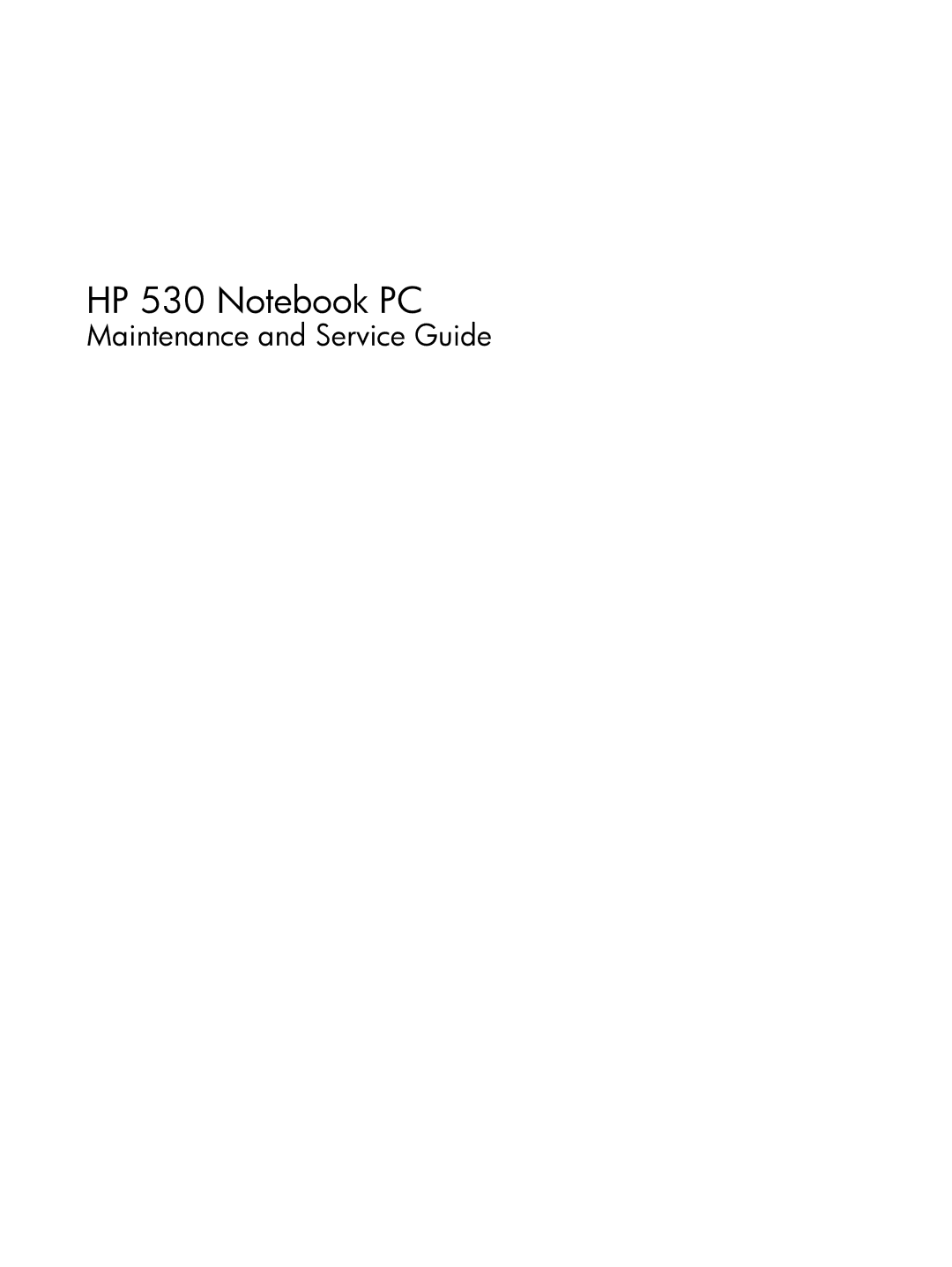 HP manual HP 530 Notebook PC 