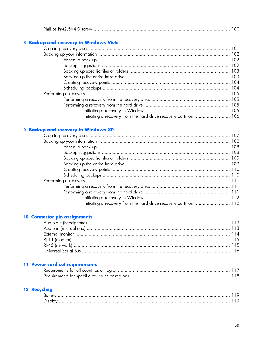 HP 530 manual Recycling 