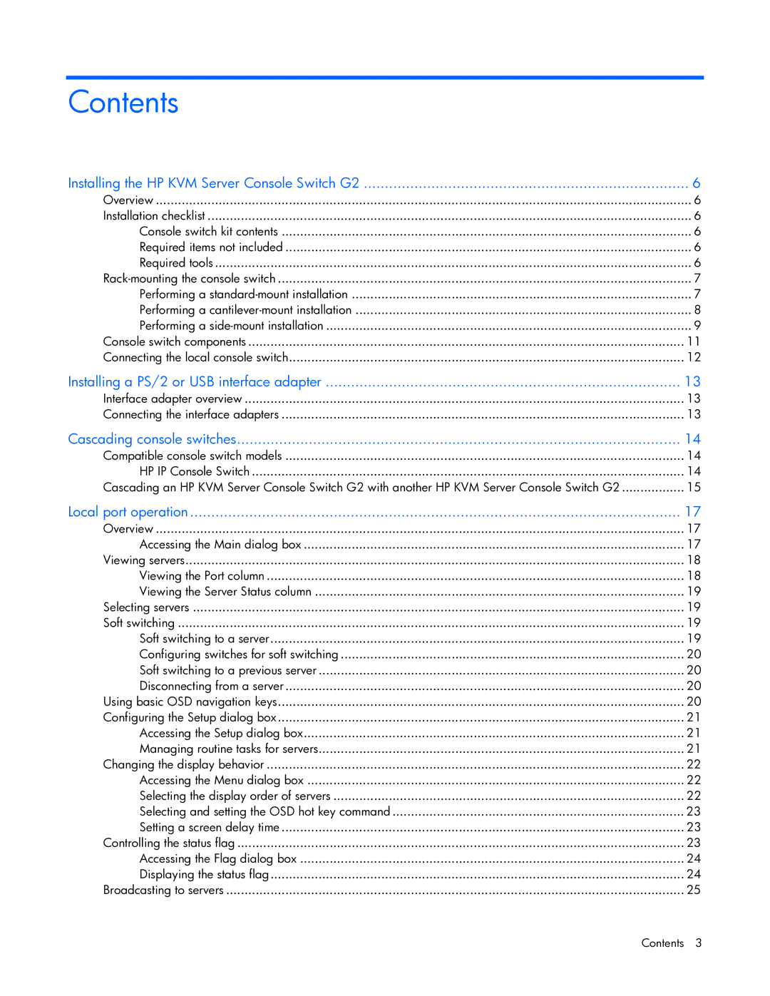 HP 531671-001 manual Contents 