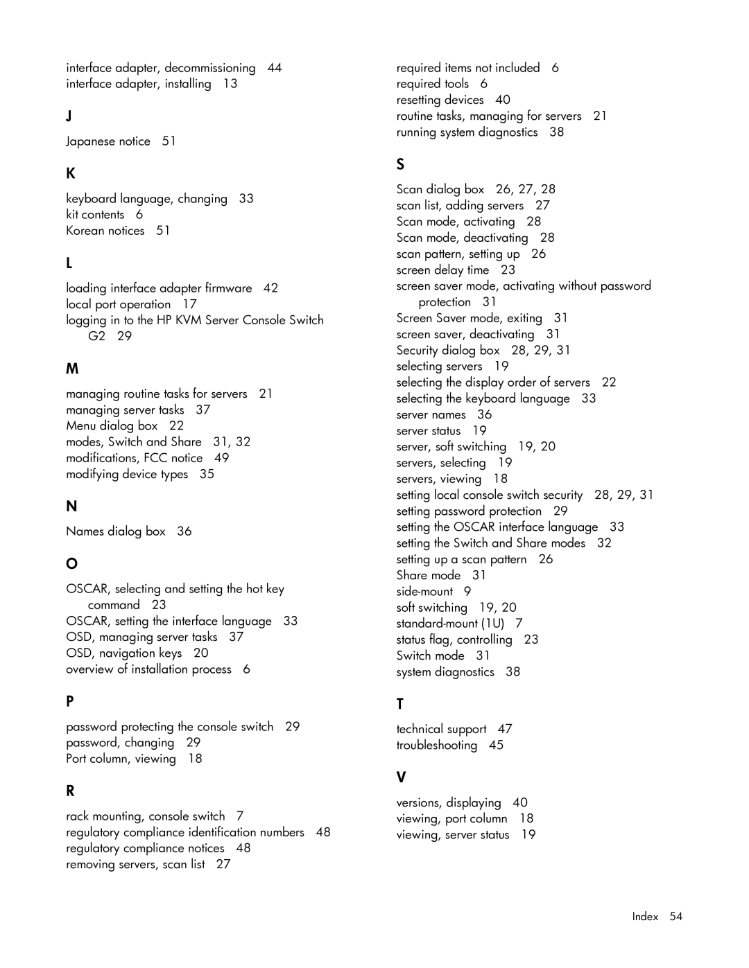 HP 531671-001 manual Index 