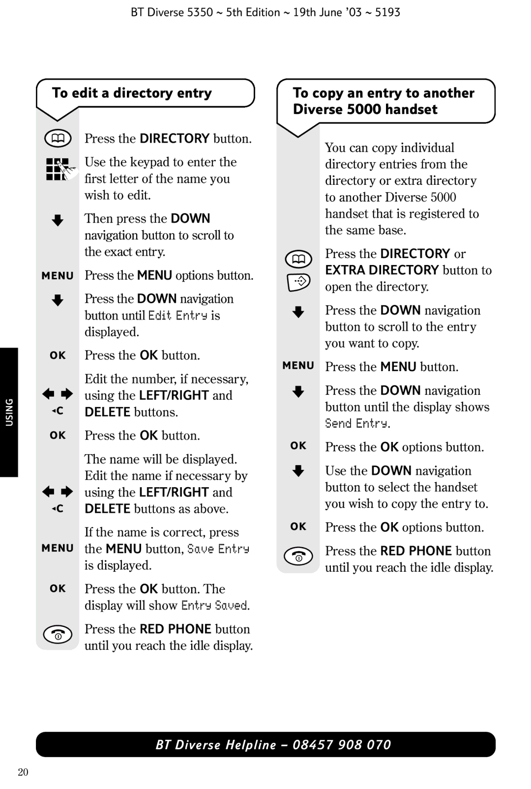 HP 5350 manual Send Entry 