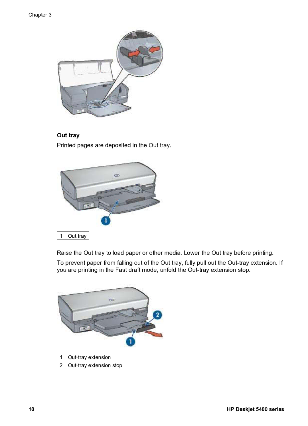 HP 5400 manual Out tray 