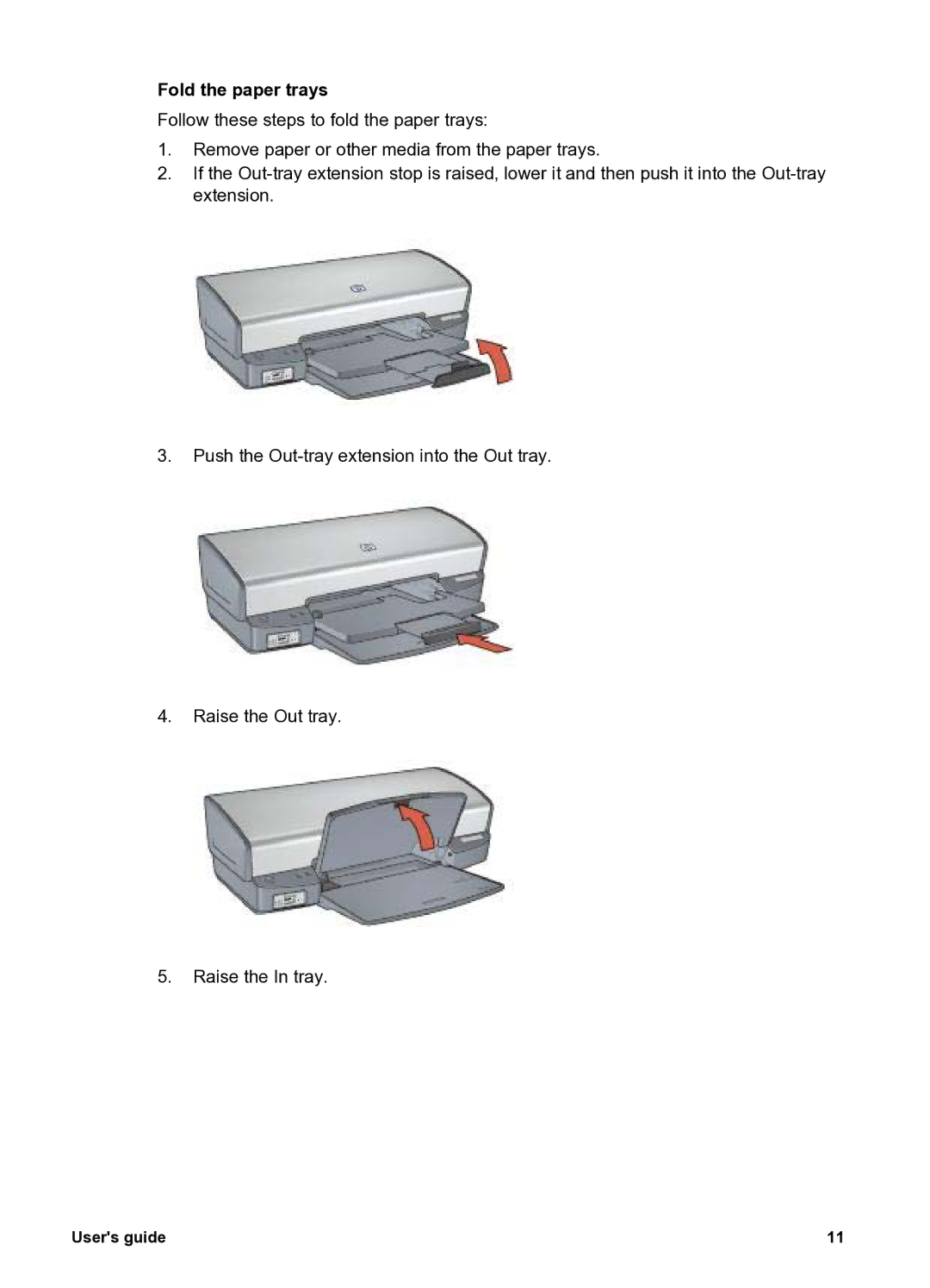 HP 5400 manual Fold the paper trays 