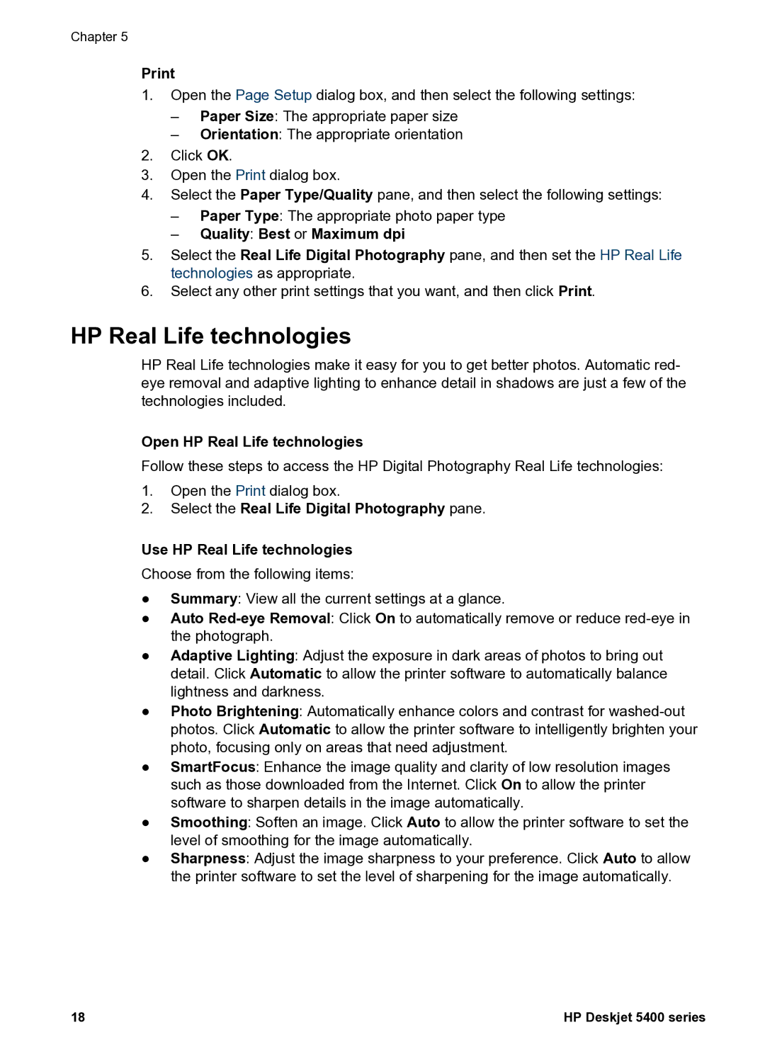 HP 5400 manual Open HP Real Life technologies 