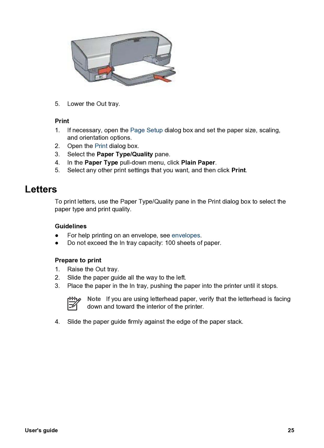 HP 5400 manual Letters, Print 