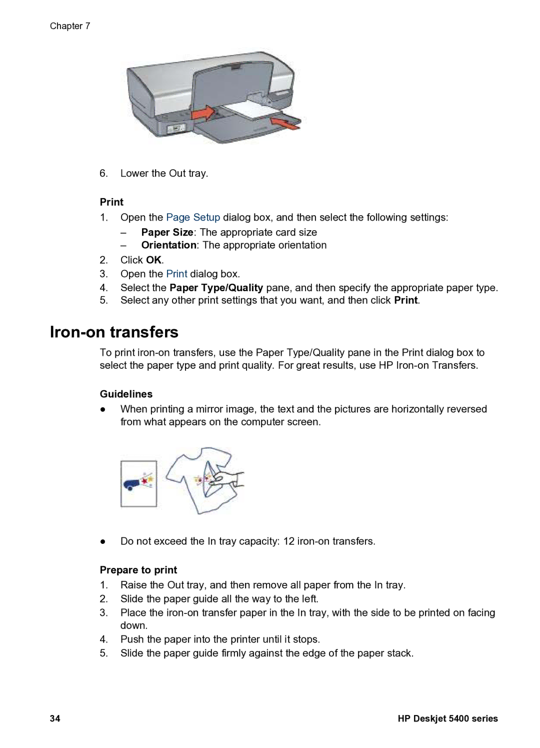 HP 5400 manual Iron-on transfers 