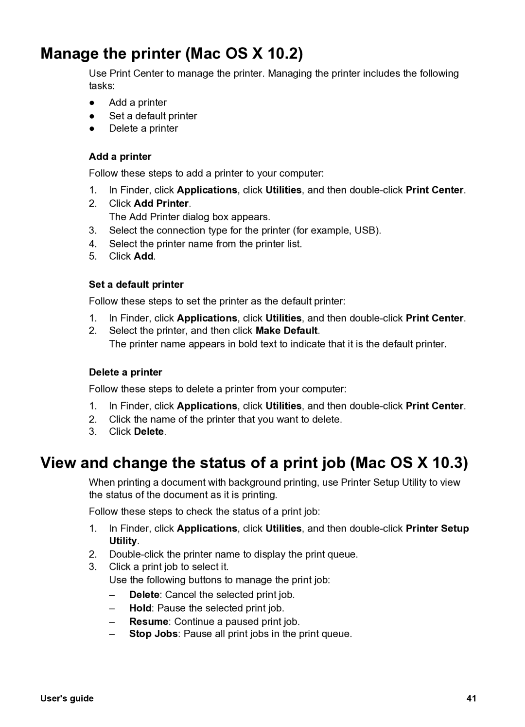 HP 5400 manual View and change the status of a print job Mac OS X, Click Add Printer 