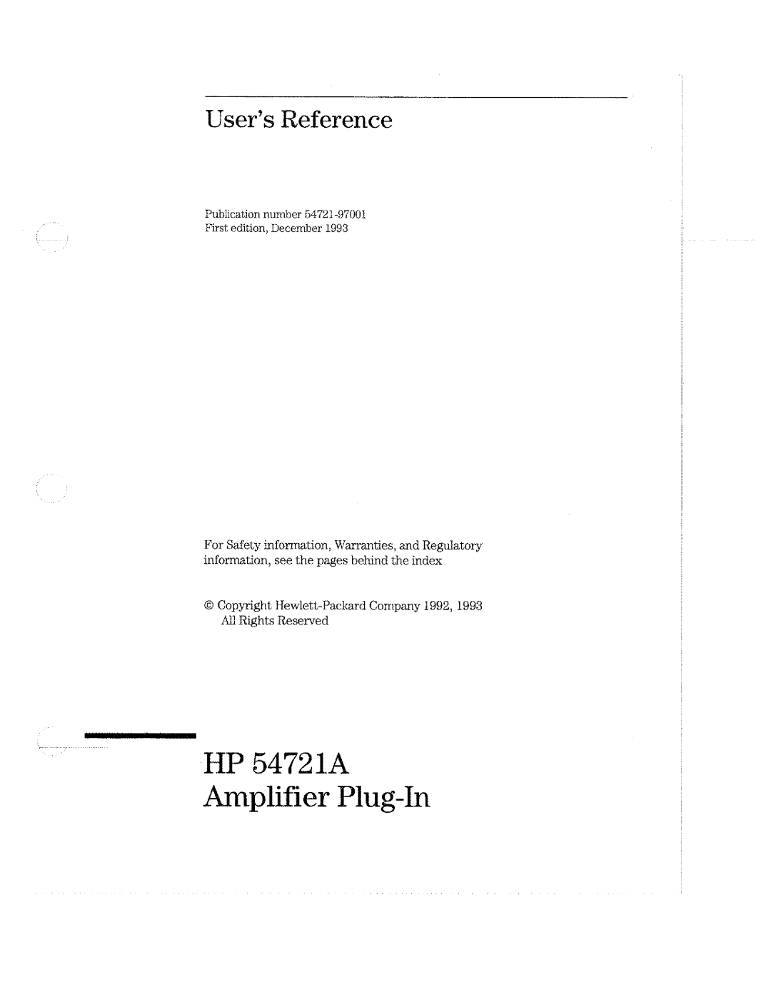 HP 54721A manual 