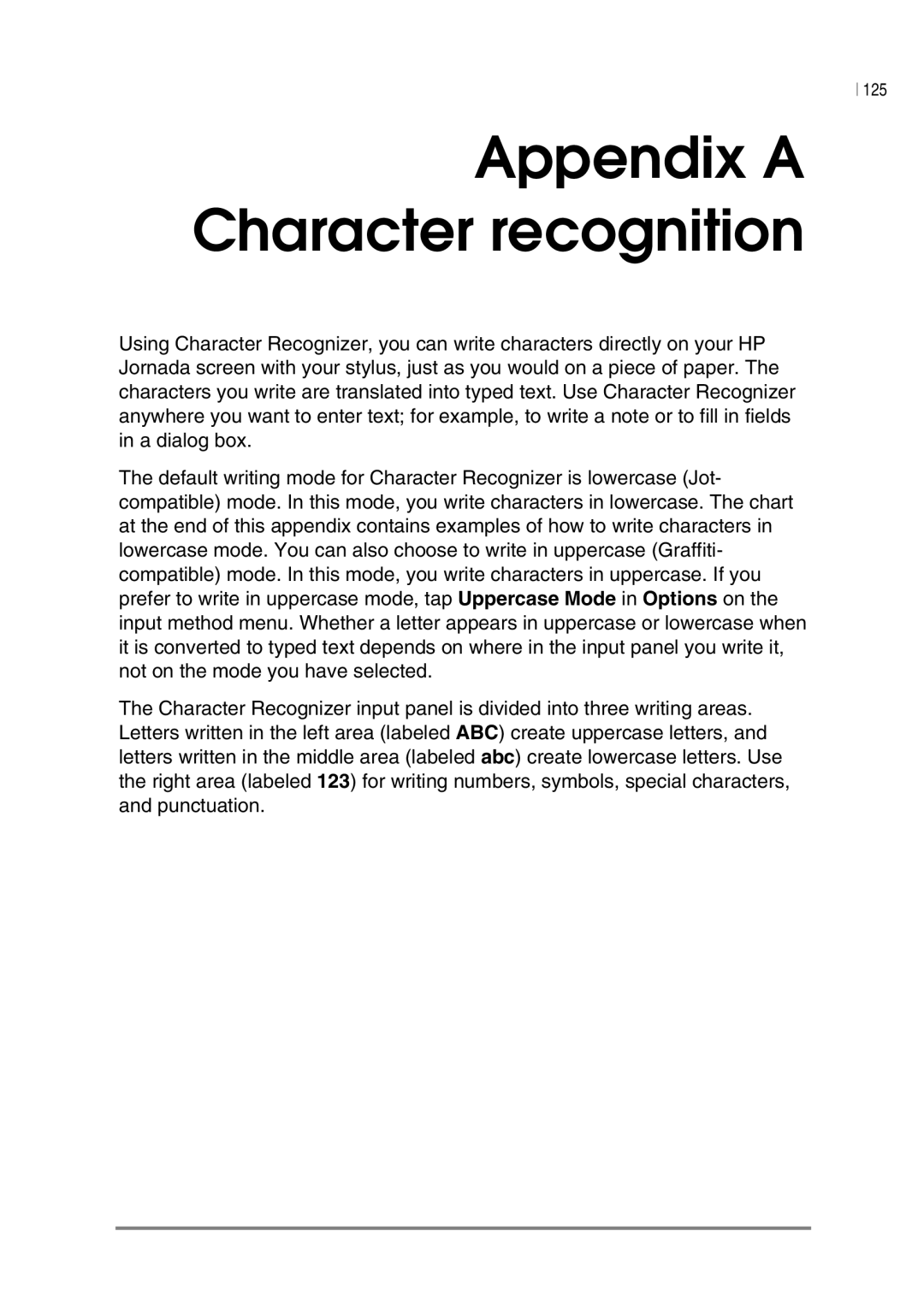 HP 545, 548, 547, 540 manual Appendix a Character recognition 