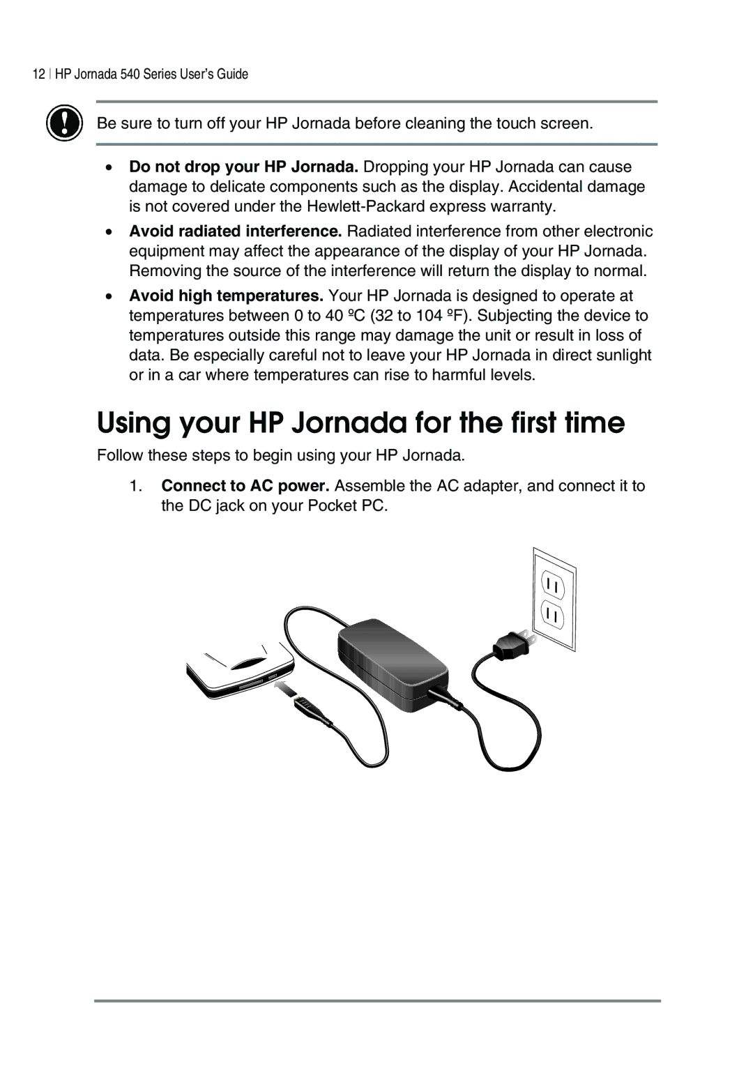 HP 548, 545, 547, 540 manual Using your HP Jornada for the first time 