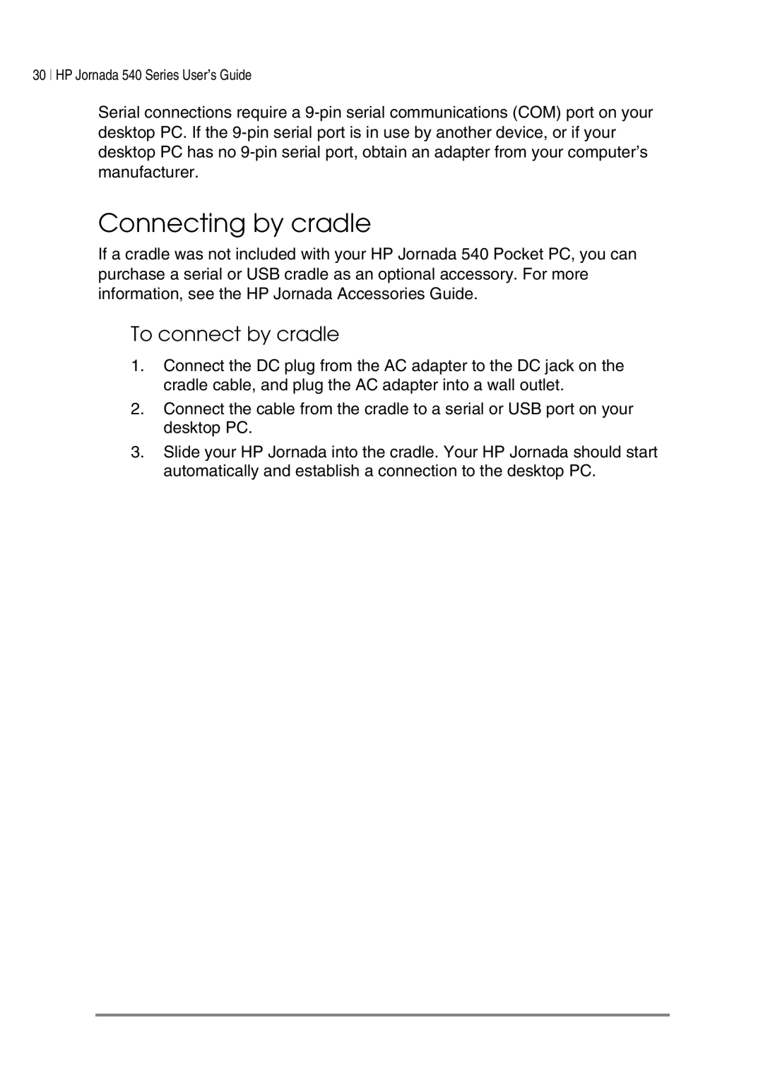 HP 547, 548, 545, 540 manual Connecting by cradle, To connect by cradle 