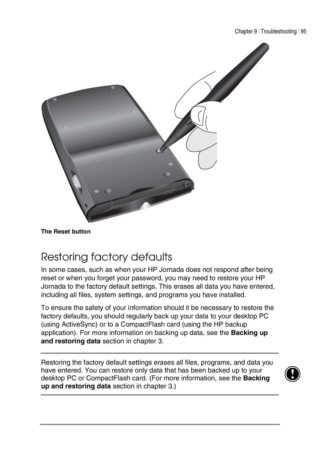 HP 540, 548, 545, 547 manual Restoring factory defaults 