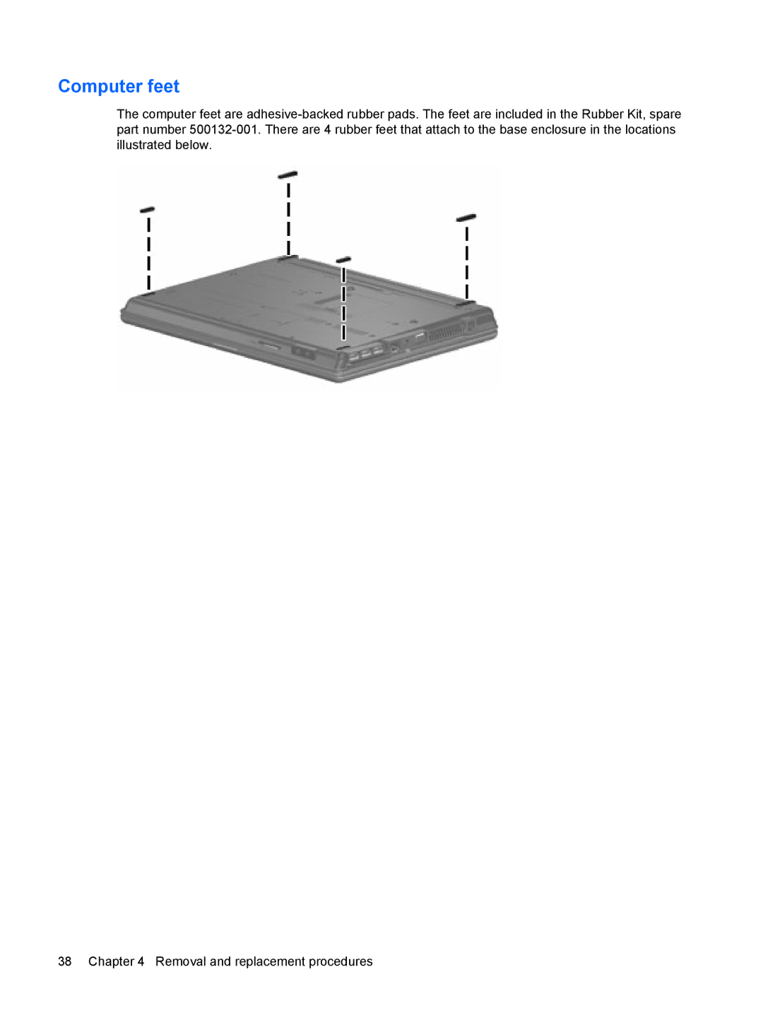 HP 550 manual Computer feet 