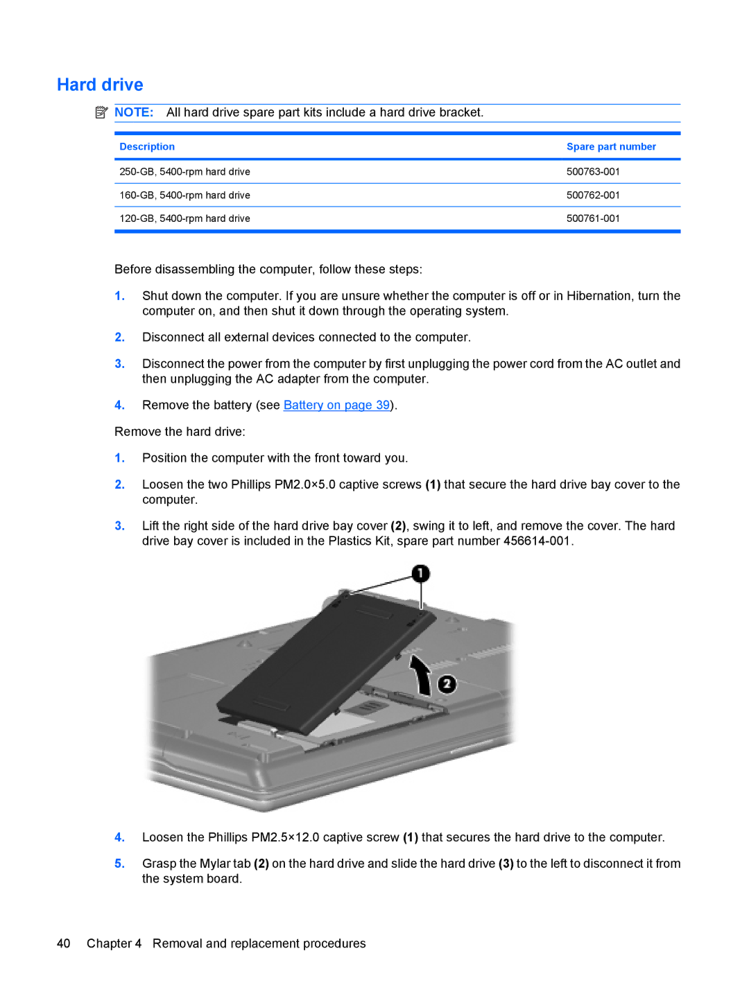 HP 550 manual Hard drive 