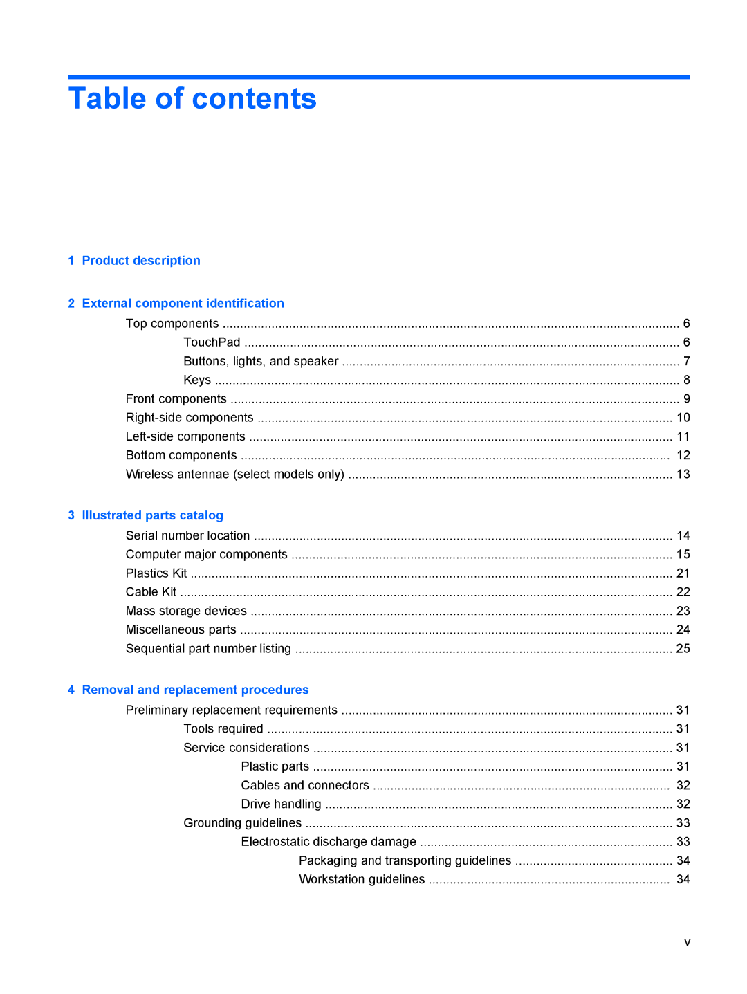 HP 550 manual Table of contents 