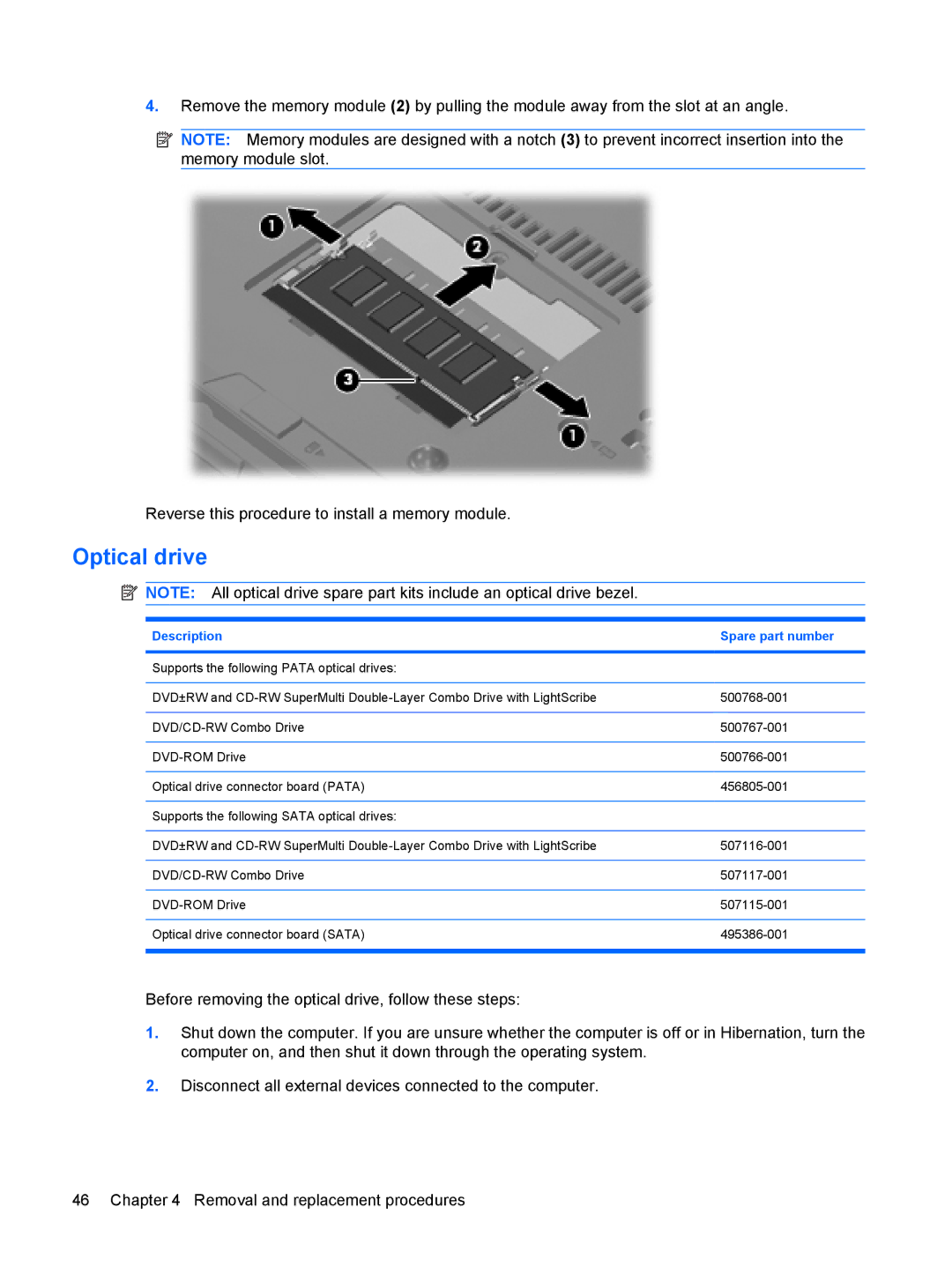 HP 550 manual Optical drive 