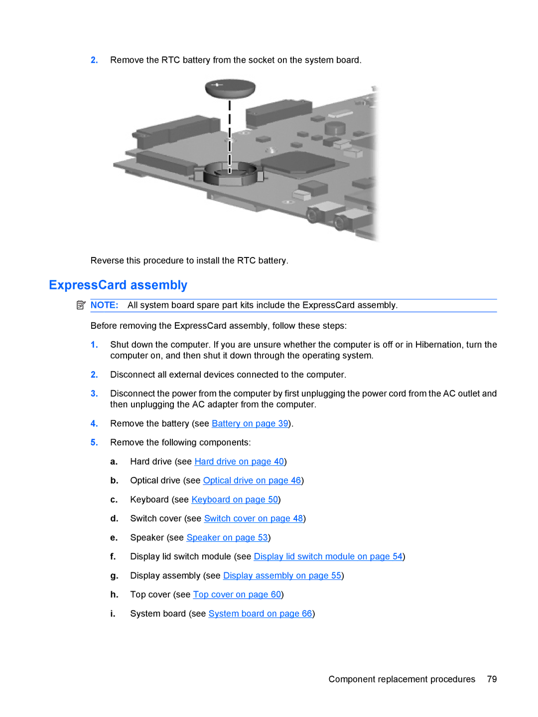 HP 550 manual ExpressCard assembly 