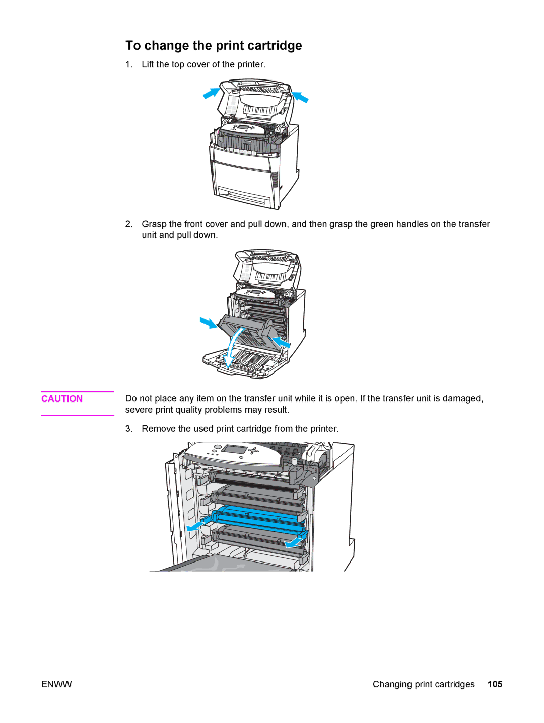 HP 5500 manual To change the print cartridge 