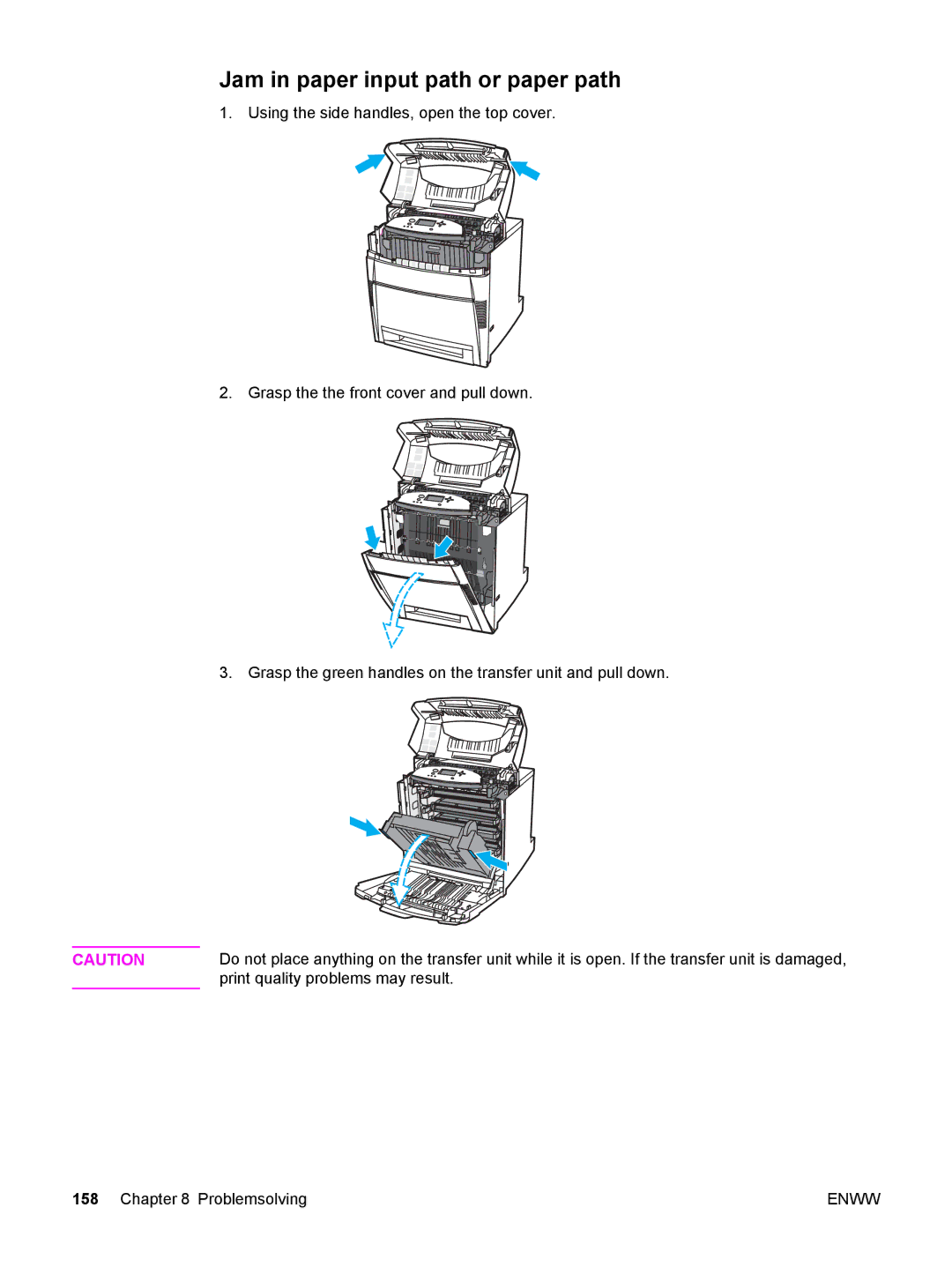 HP 5500 manual Jam in paper input path or paper path 