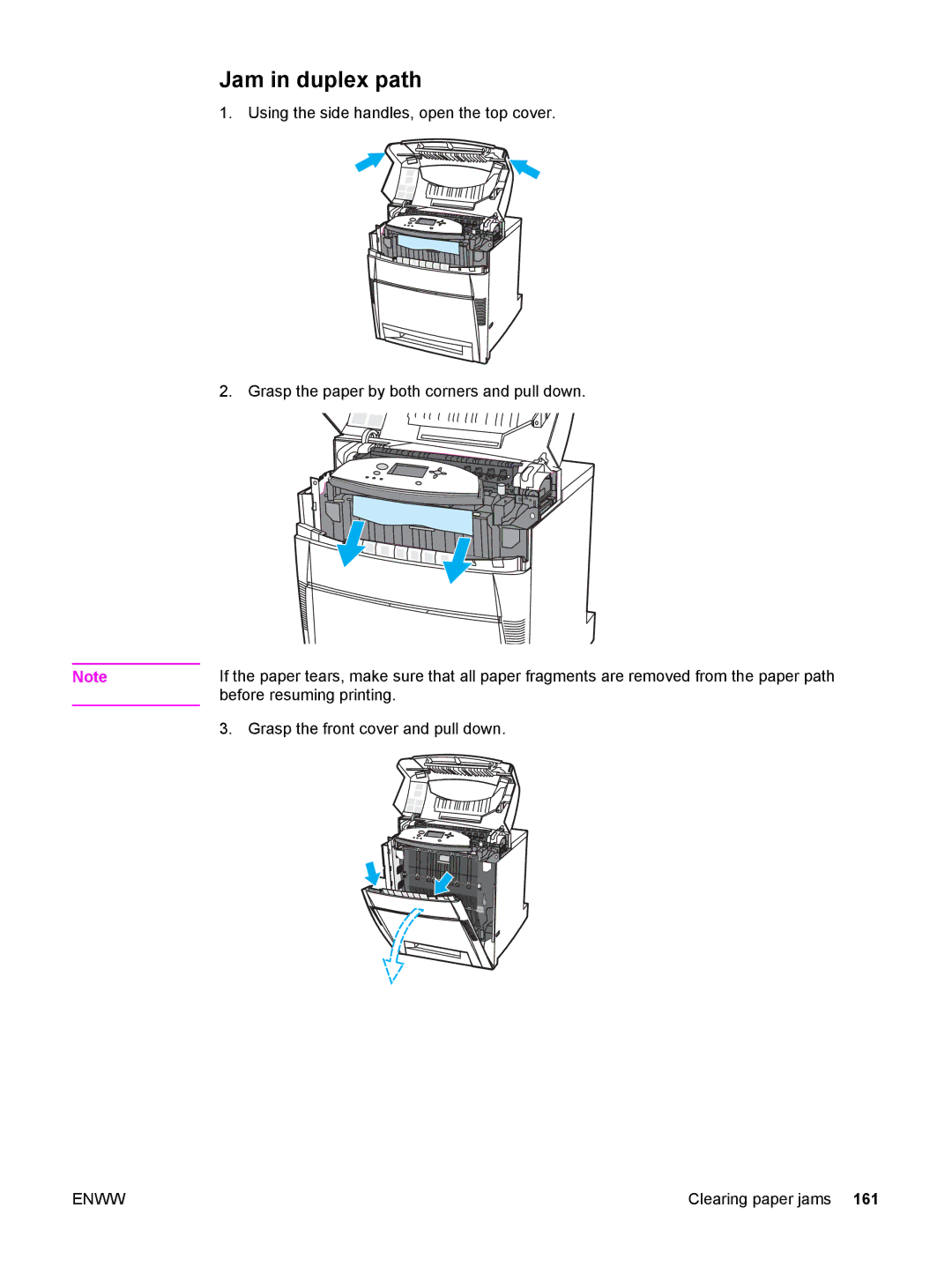 HP 5500 manual Jam in duplex path 