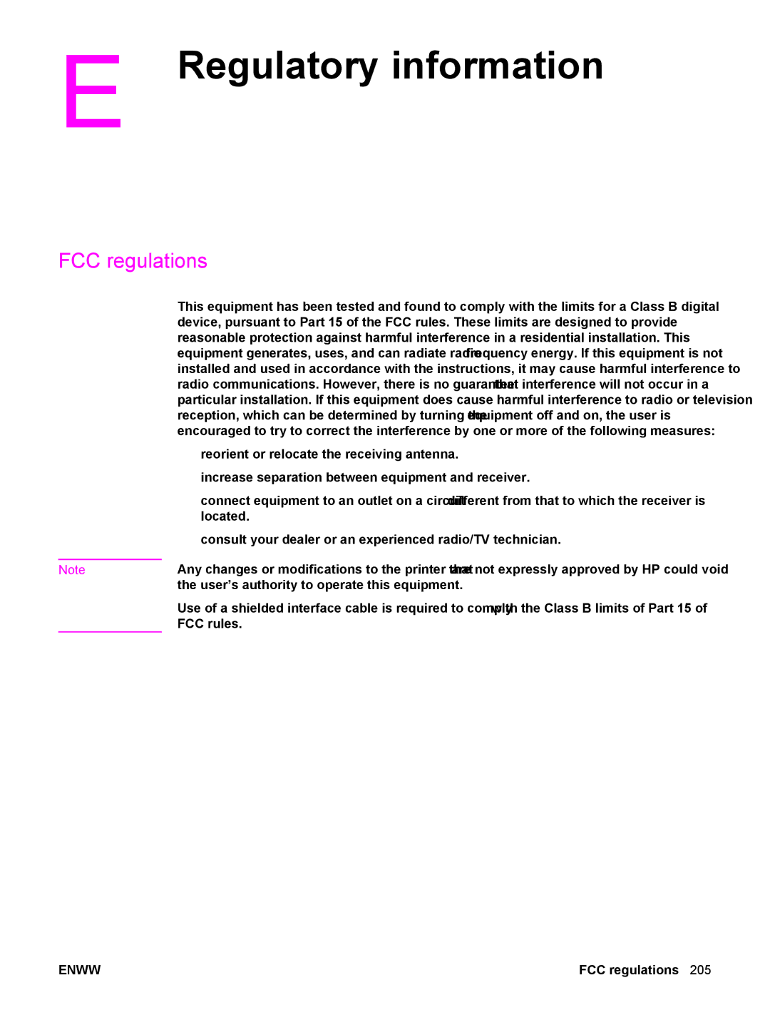 HP 5500 manual Regulatory information, FCC regulations 