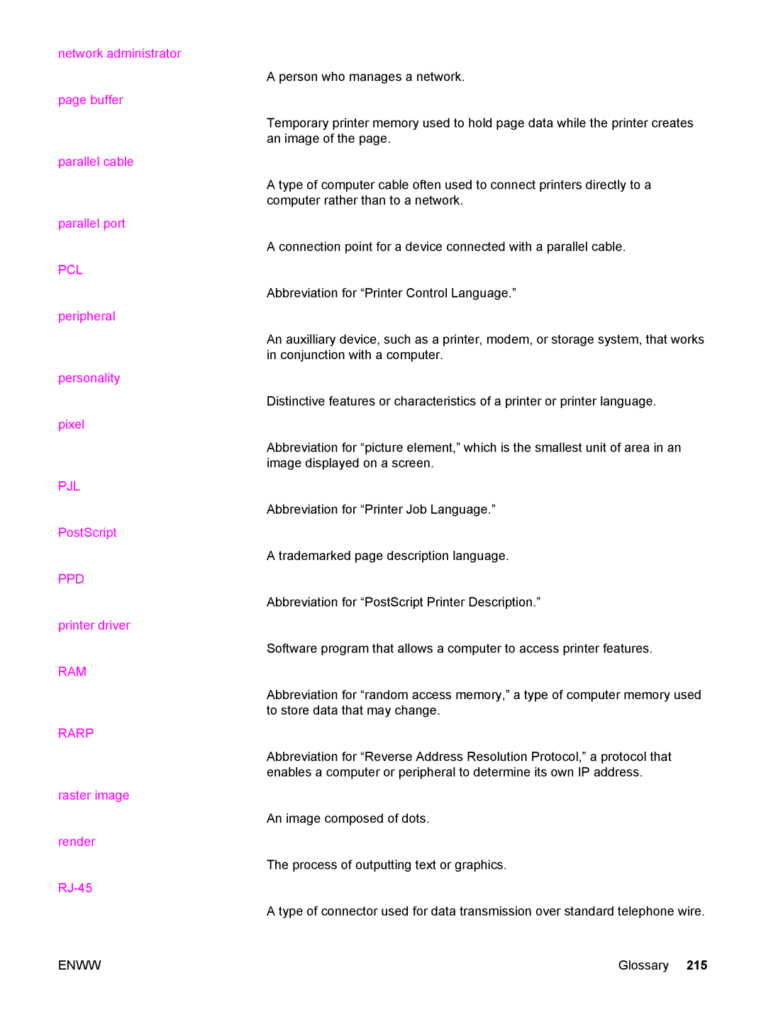 HP 5500 manual Pjl 