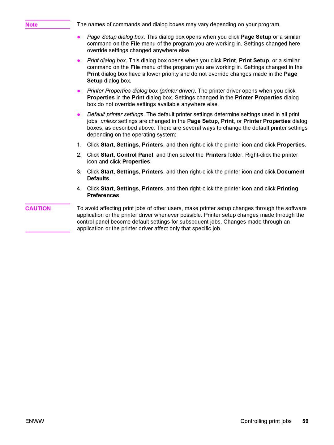 HP 5500 manual Controlling print jobs 