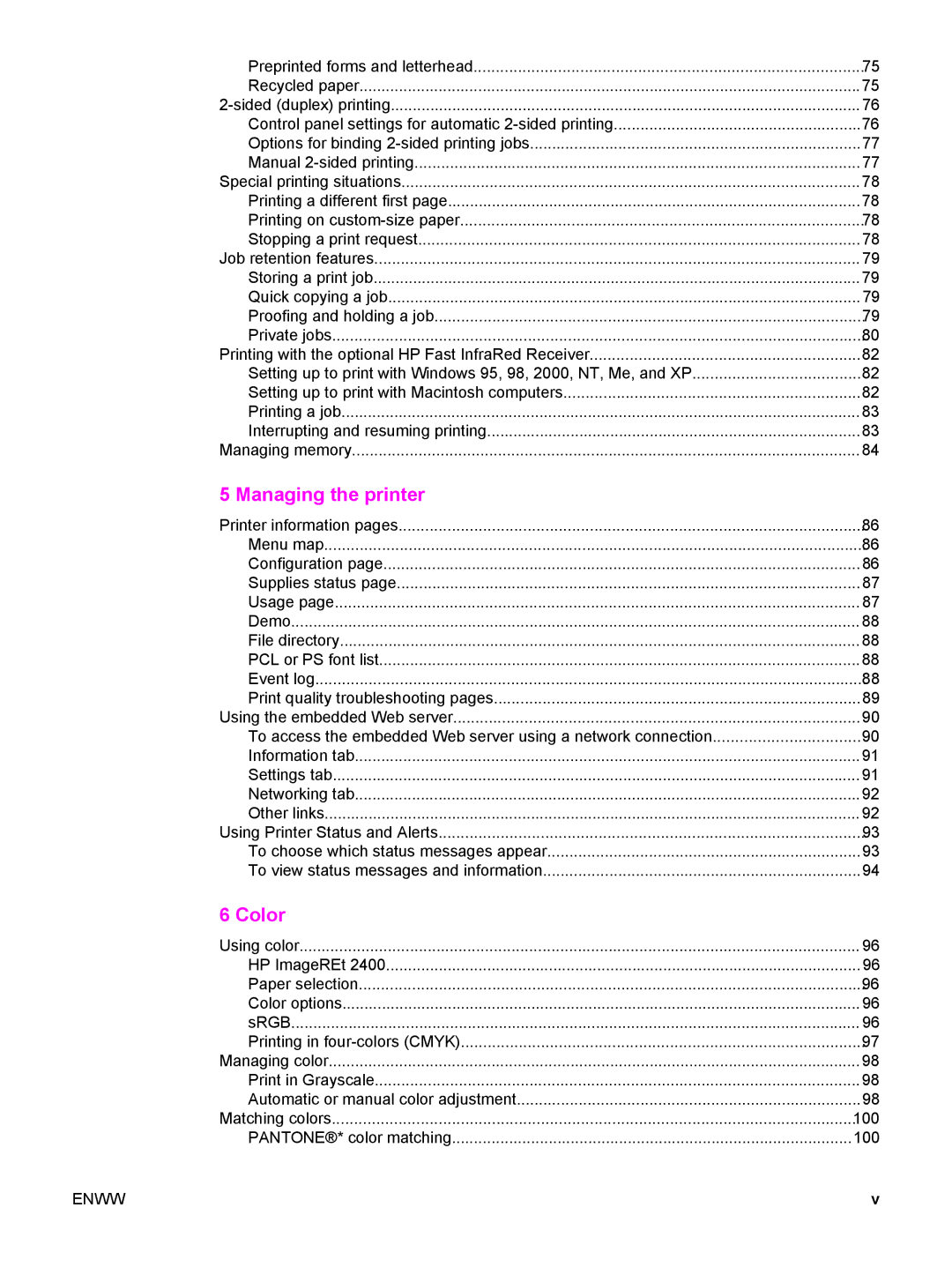 HP 5500 manual Managing the printer 