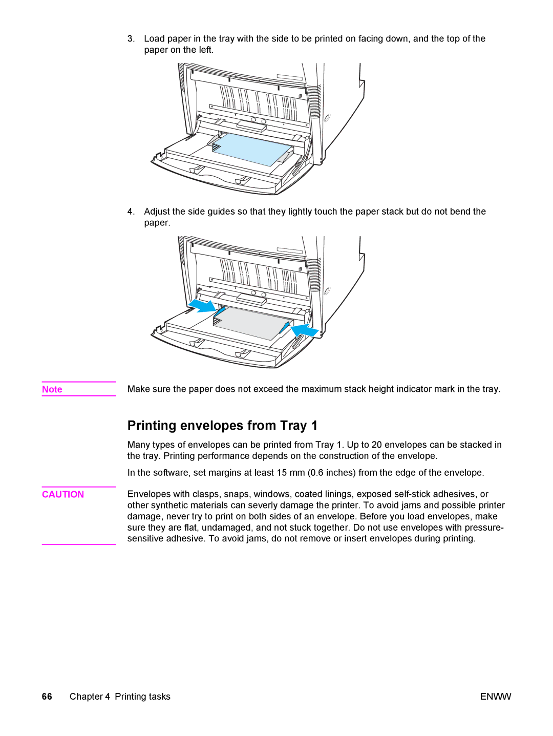 HP 5500 manual Printing envelopes from Tray 