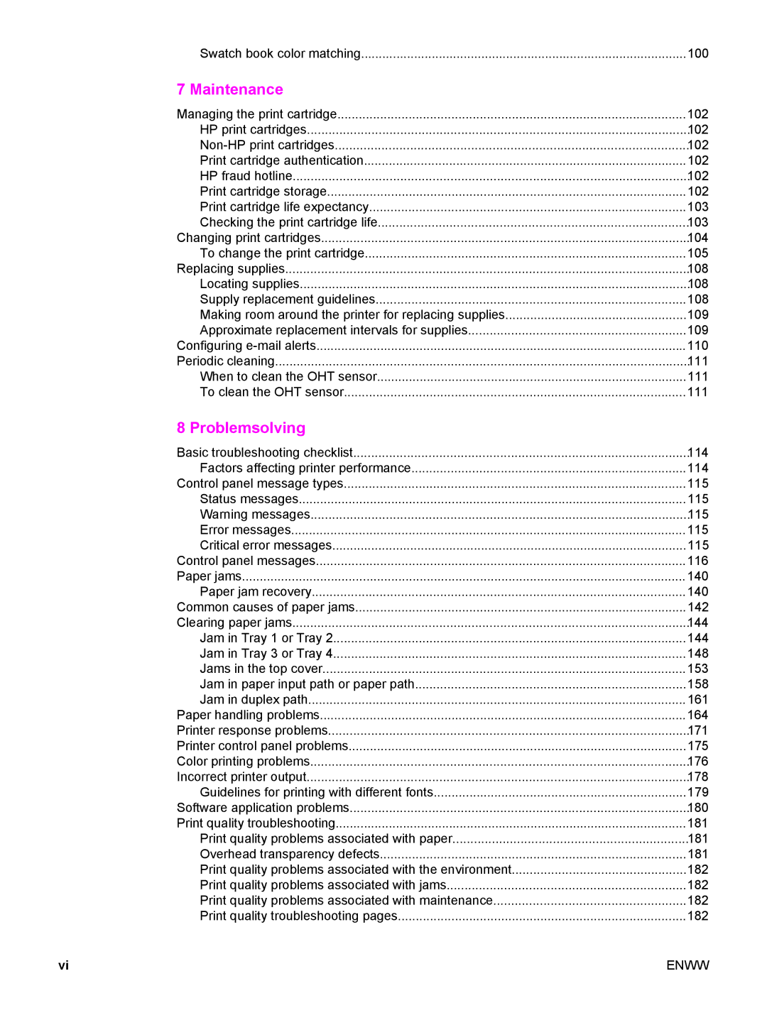 HP 5500 manual Maintenance 