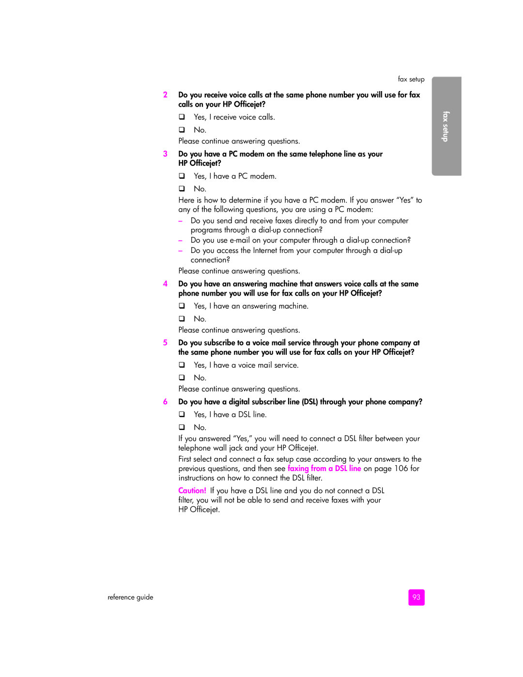 HP 5510v, 5505, 5510xi manual Fax setup 