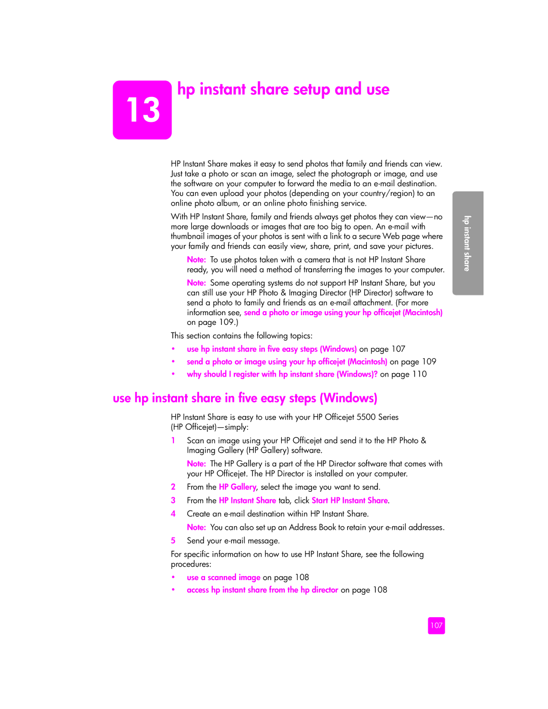 HP 5505, 5510xi, 5510v manual Hp instant share setup and use, Use hp instant share in five easy steps Windows 