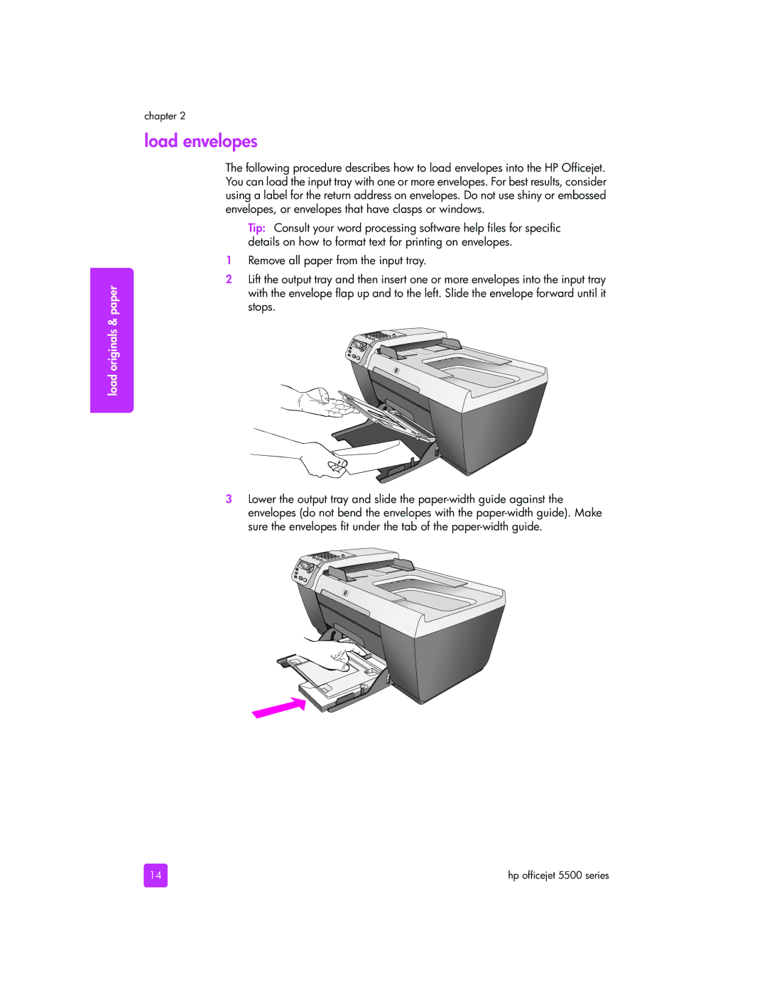 HP 5505, 5510xi, 5510v manual Load envelopes 