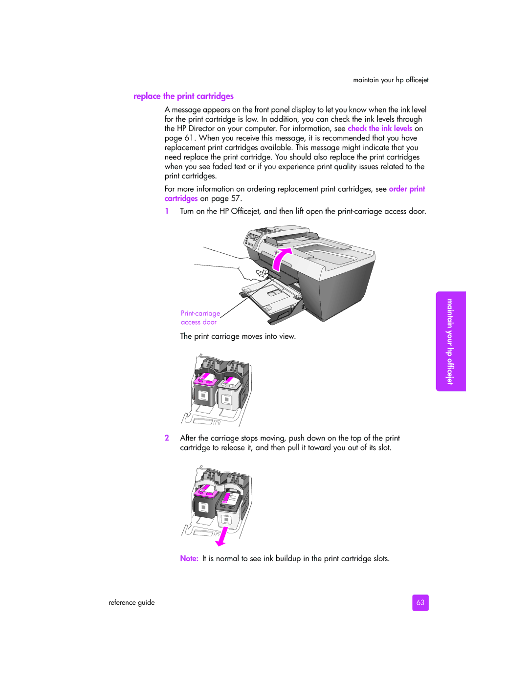 HP 5505, 5510xi, 5510v manual Replace the print cartridges, Print carriage moves into view 