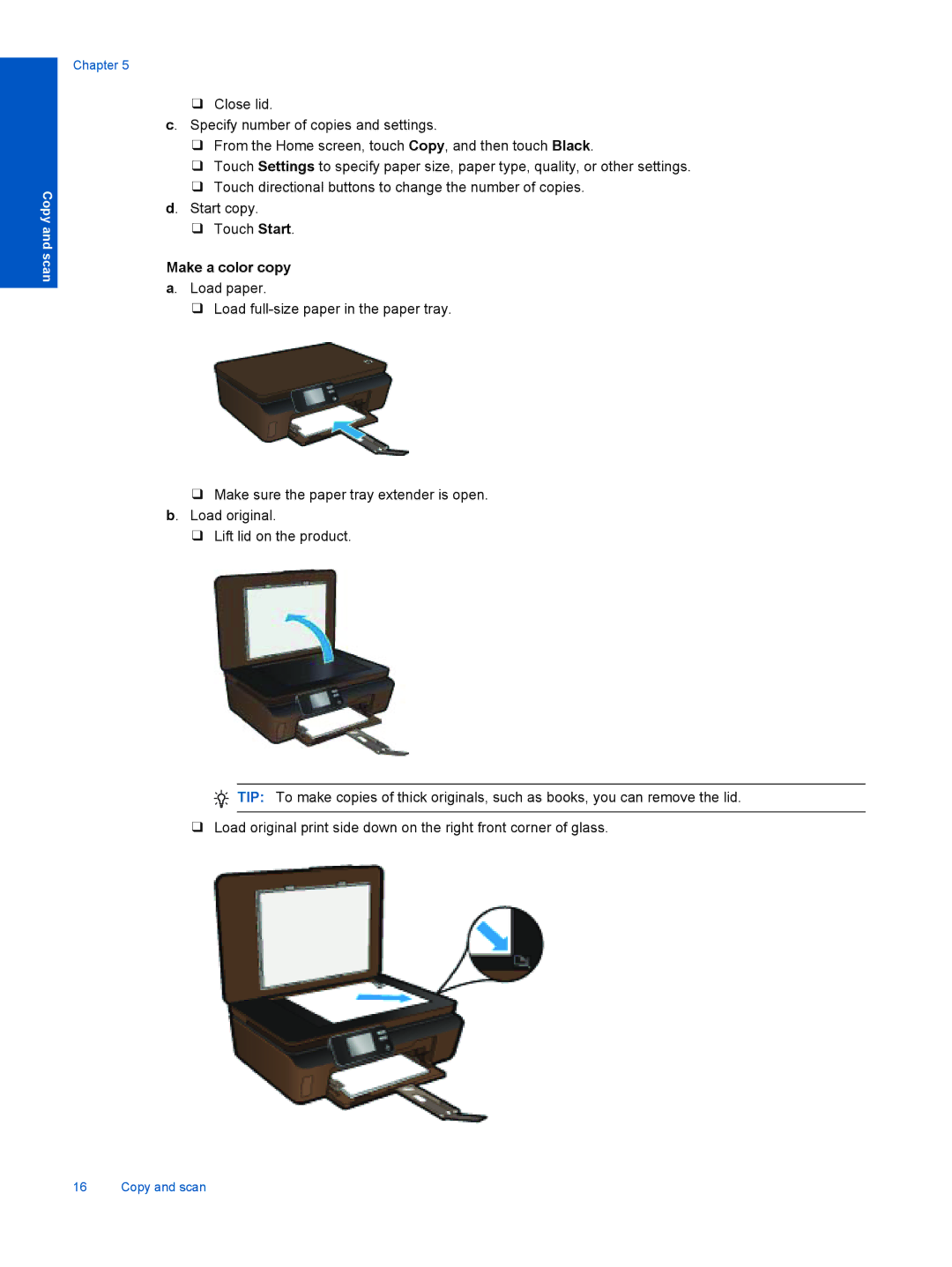 HP 5510 B111A CQ176A#1BH, 5514 E- CQ183A#B1H manual Make a color copy a. Load paper 