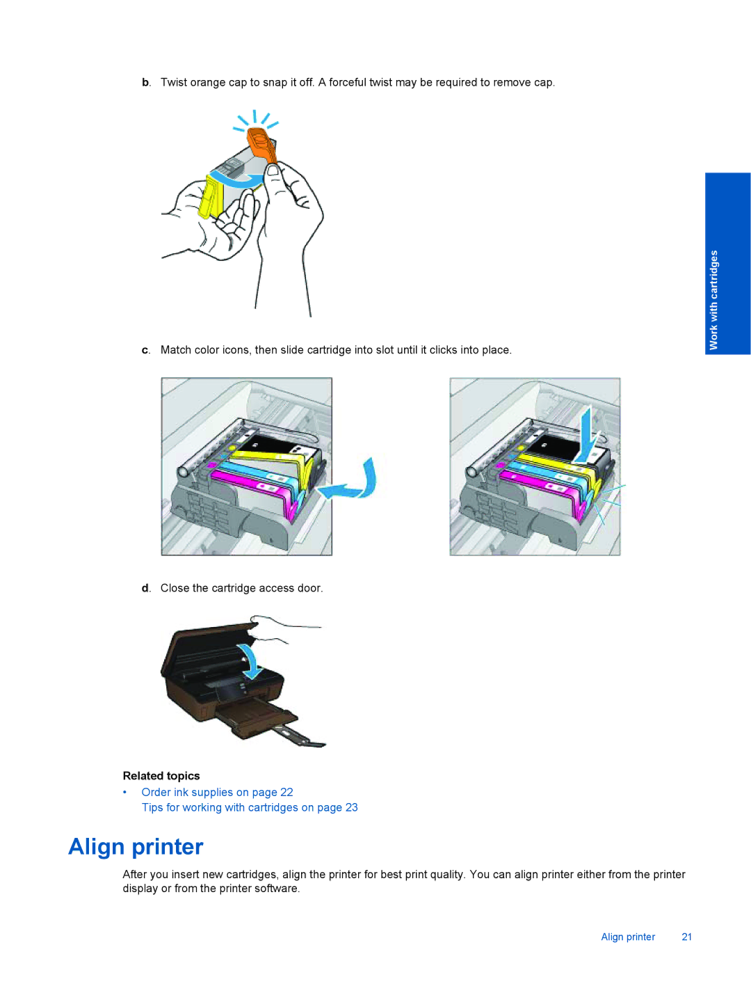 HP 5514 E- CQ183A#B1H, 5510 B111A CQ176A#1BH manual Align printer 