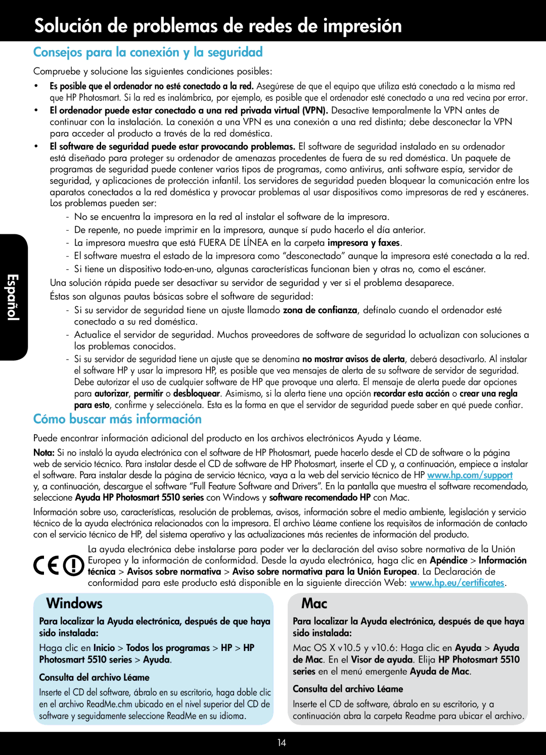 HP 5512 - B111a manual Solución de problemas de redes de impresión, Consejos para la conexión y la seguridad 