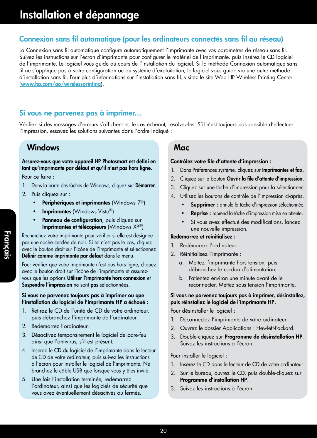 HP 5512 - B111a manual Installation et dépannage, Pour ce faire, Contrôlez votre file d’attente d’impression 