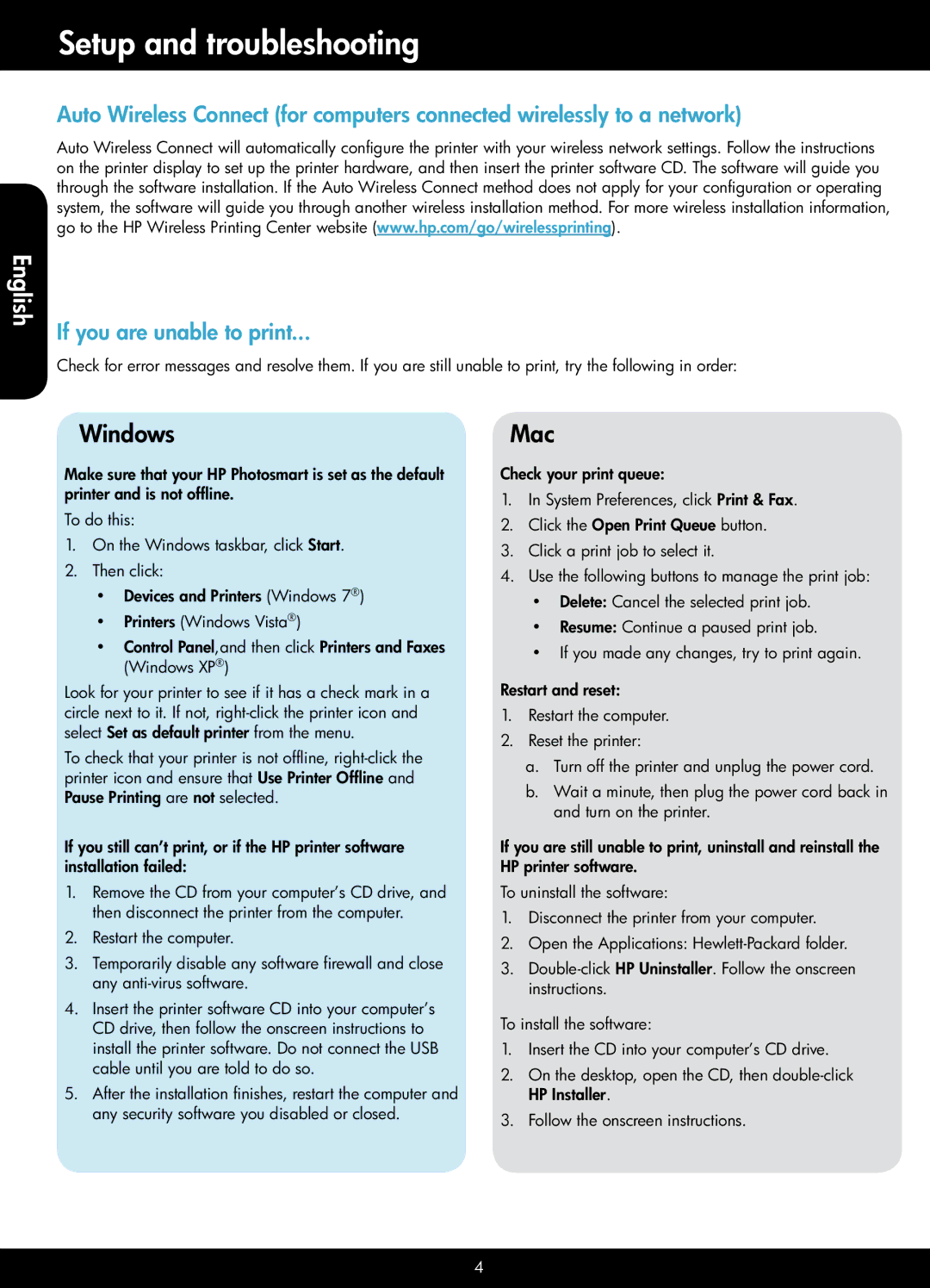 HP 5512 - B111a manual Setup and troubleshooting, Windows 