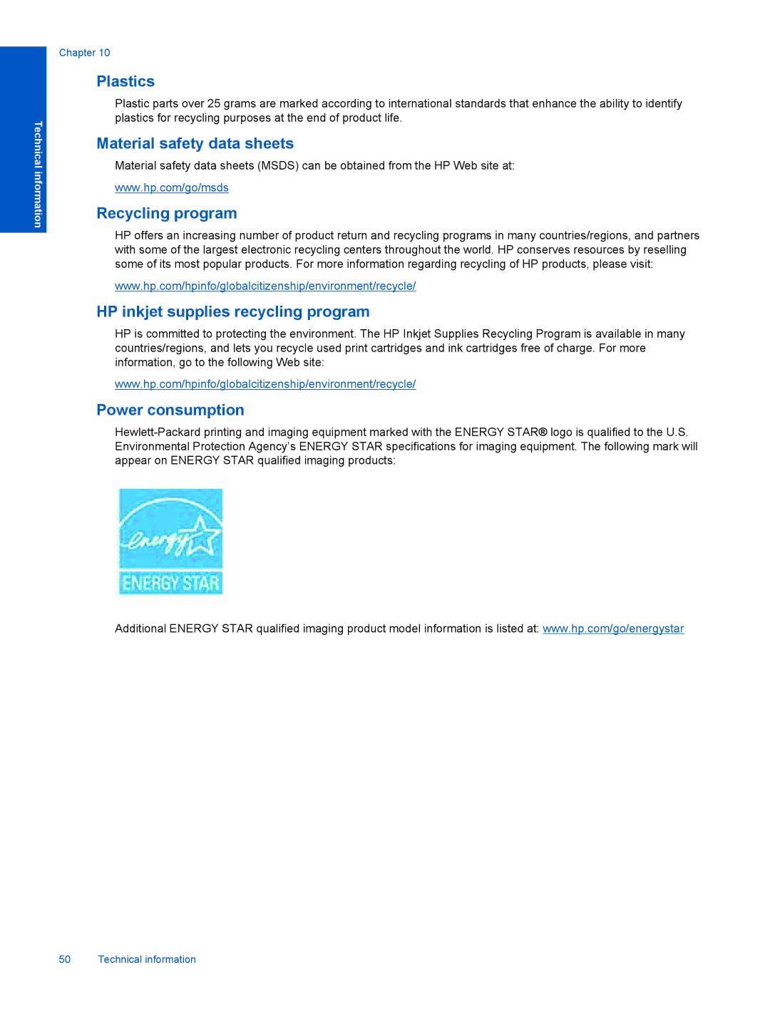 HP 5525, 5522, 5520 manual Material safety data sheets 