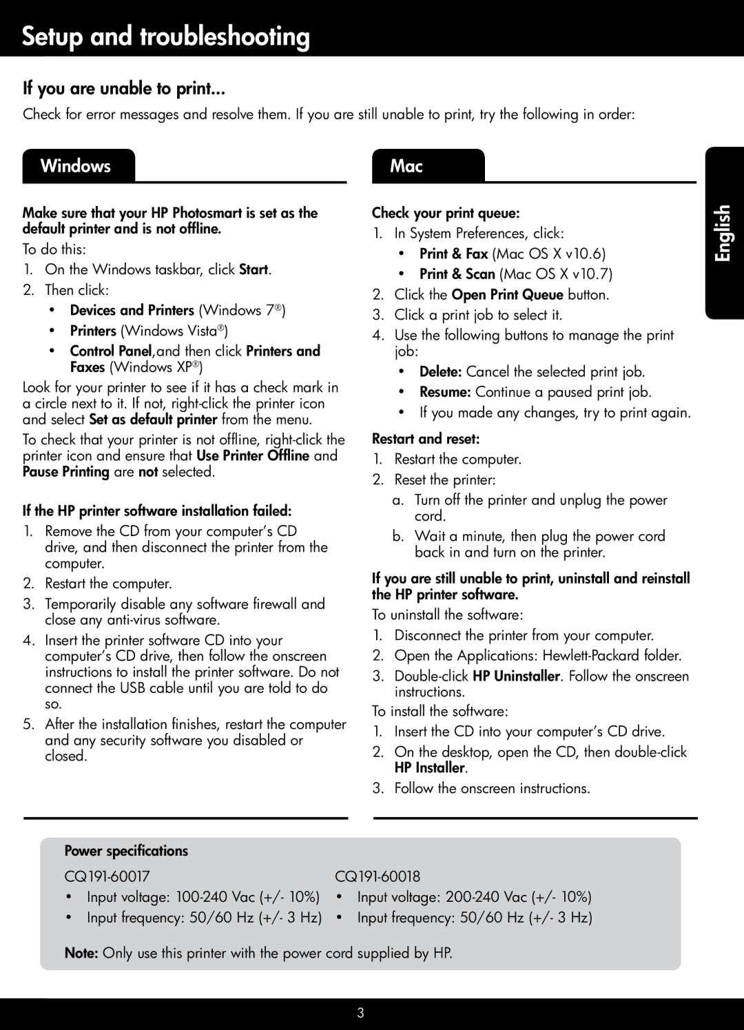 HP 5522, 5525, 5520 manual Setup and troubleshooting, If you are unable to print 