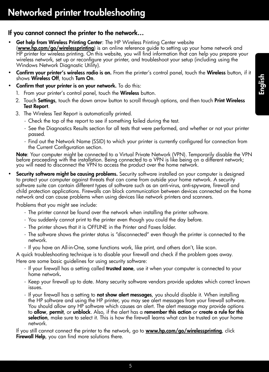 HP 5520, 5522, 5525 manual Networked printer troubleshooting, If you cannot connect the printer to the network… 