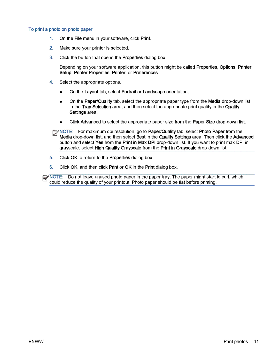 HP 5530 manual To print a photo on photo paper 