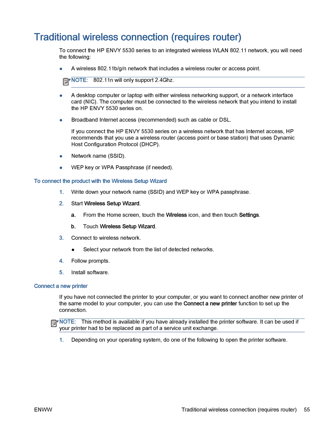 HP 5530 manual Traditional wireless connection requires router, To connect the product with the Wireless Setup Wizard 