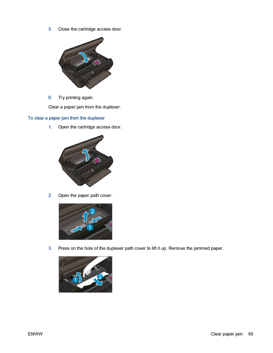 HP 5530 manual To clear a paper jam from the duplexer 