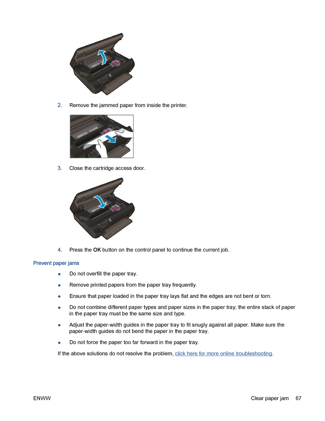 HP 5530 manual Prevent paper jams 