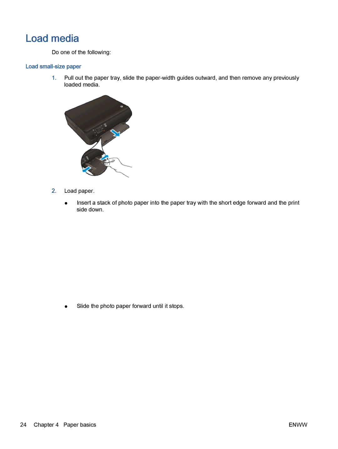 HP 5532, 5531, 5535 manual Load media, Load small-size paper 