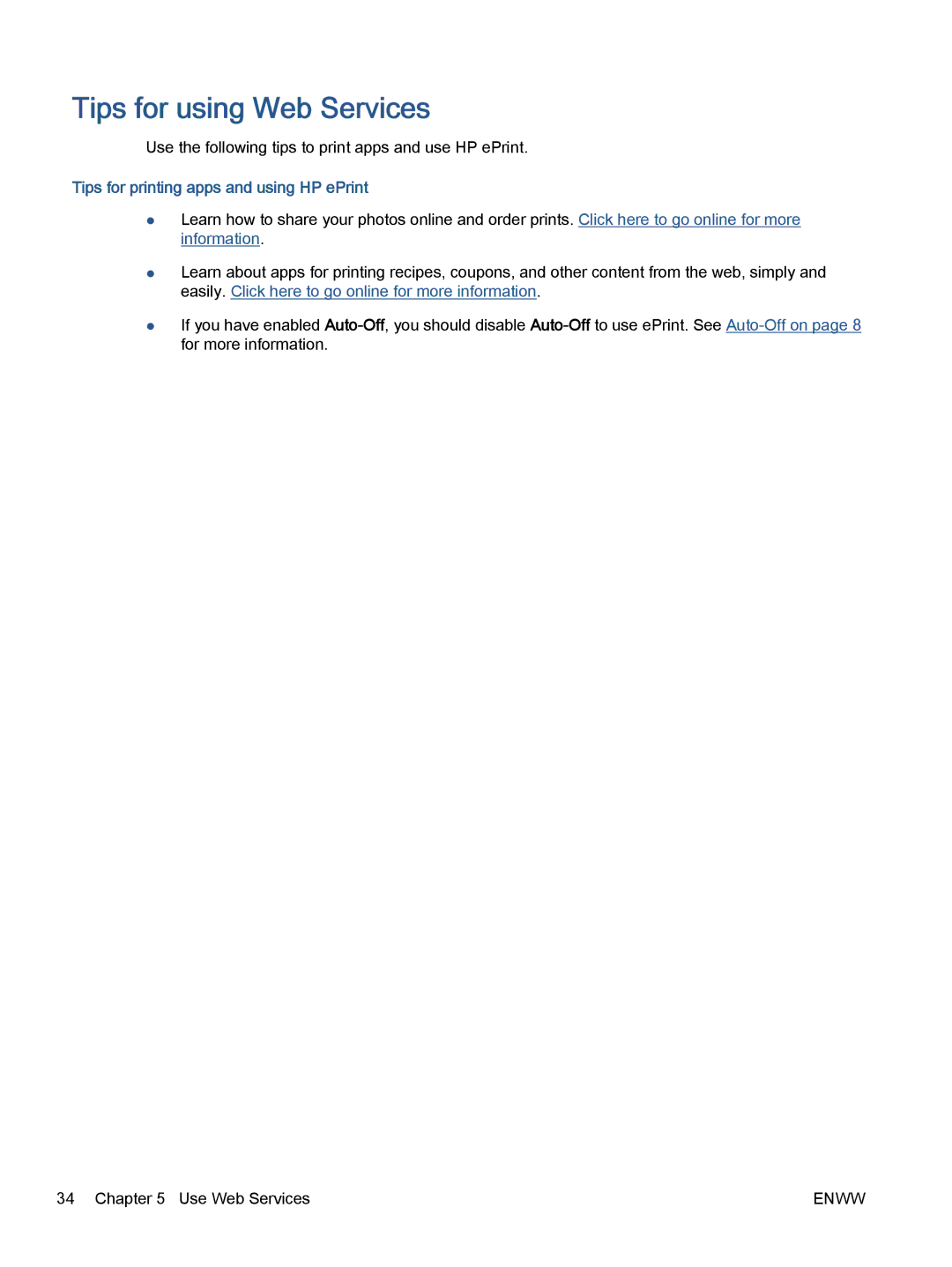 HP 5535, 5531, 5532 manual Tips for using Web Services, Tips for printing apps and using HP ePrint 
