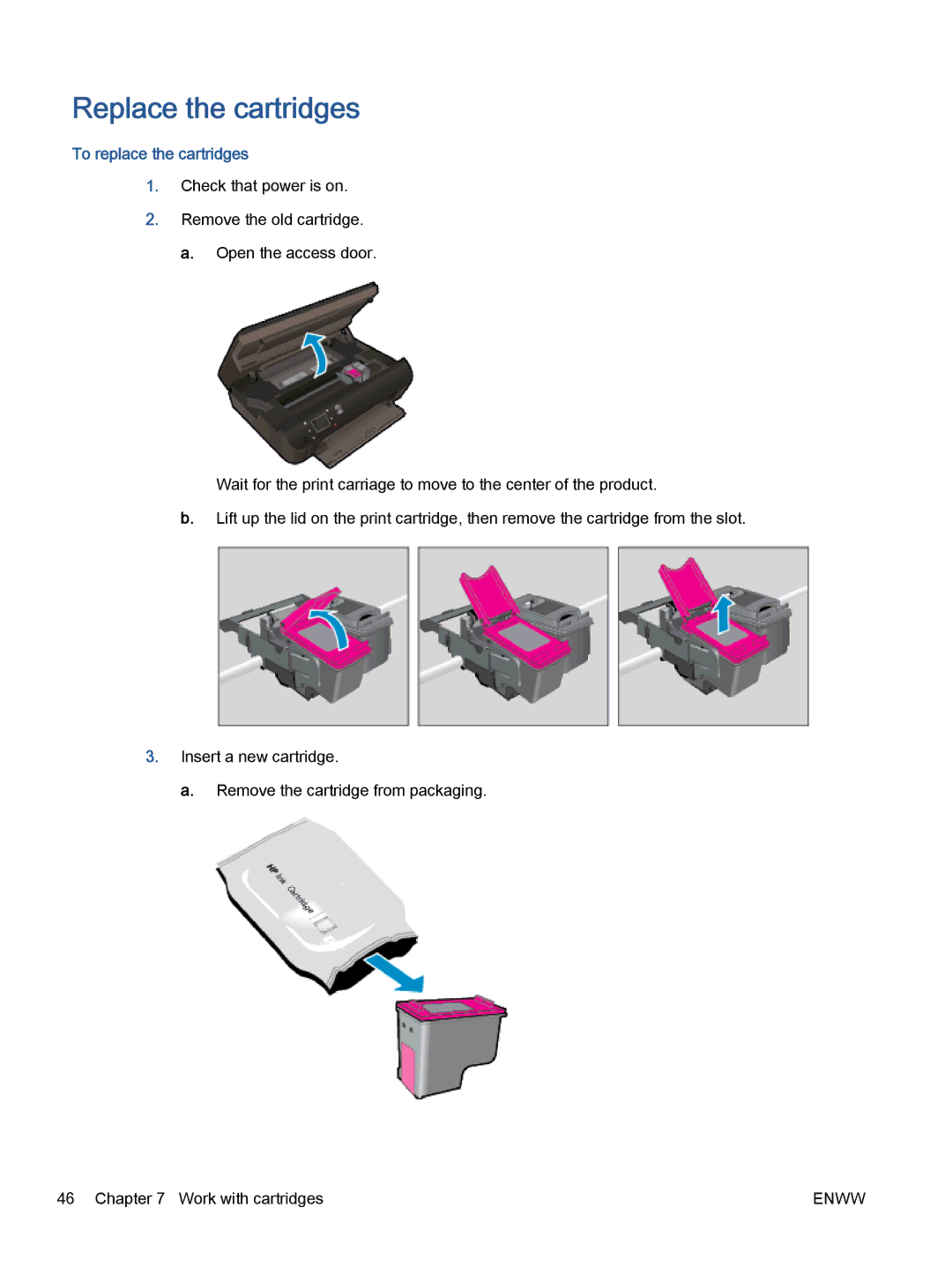 HP 5535, 5531, 5532 manual Replace the cartridges, To replace the cartridges 