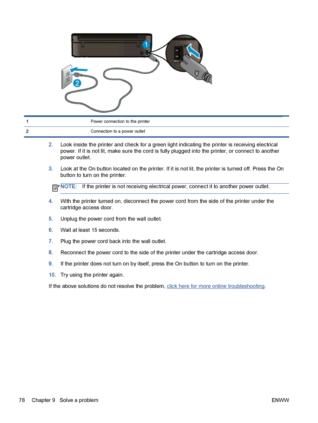 HP 5532, 5531, 5535 manual Power connection to the printer 